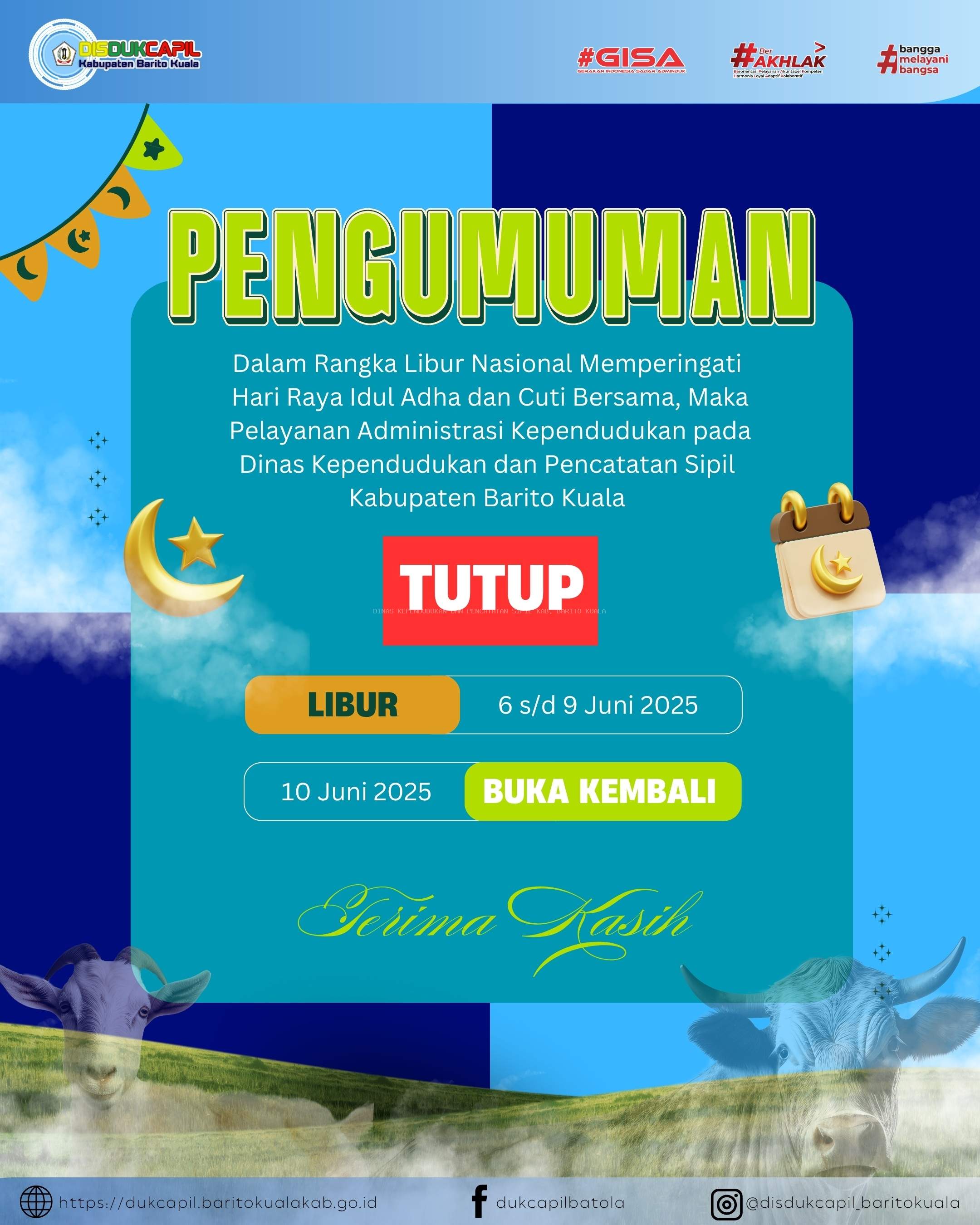 Pengumuman Libur Nasional Memeperingati Hari Raya Idul Adha dan Cuti Bersama !