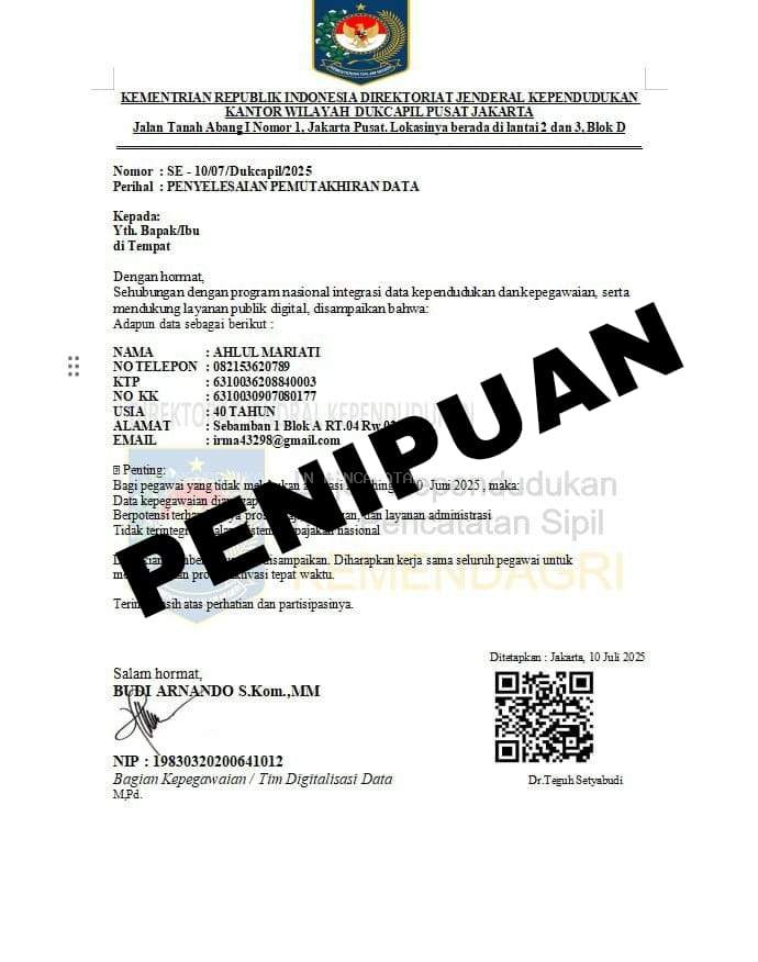 MODUS PENIPUAN AKTIVASI IDENTITAS KEPENDUDUKAN DIGITAL (IKD)